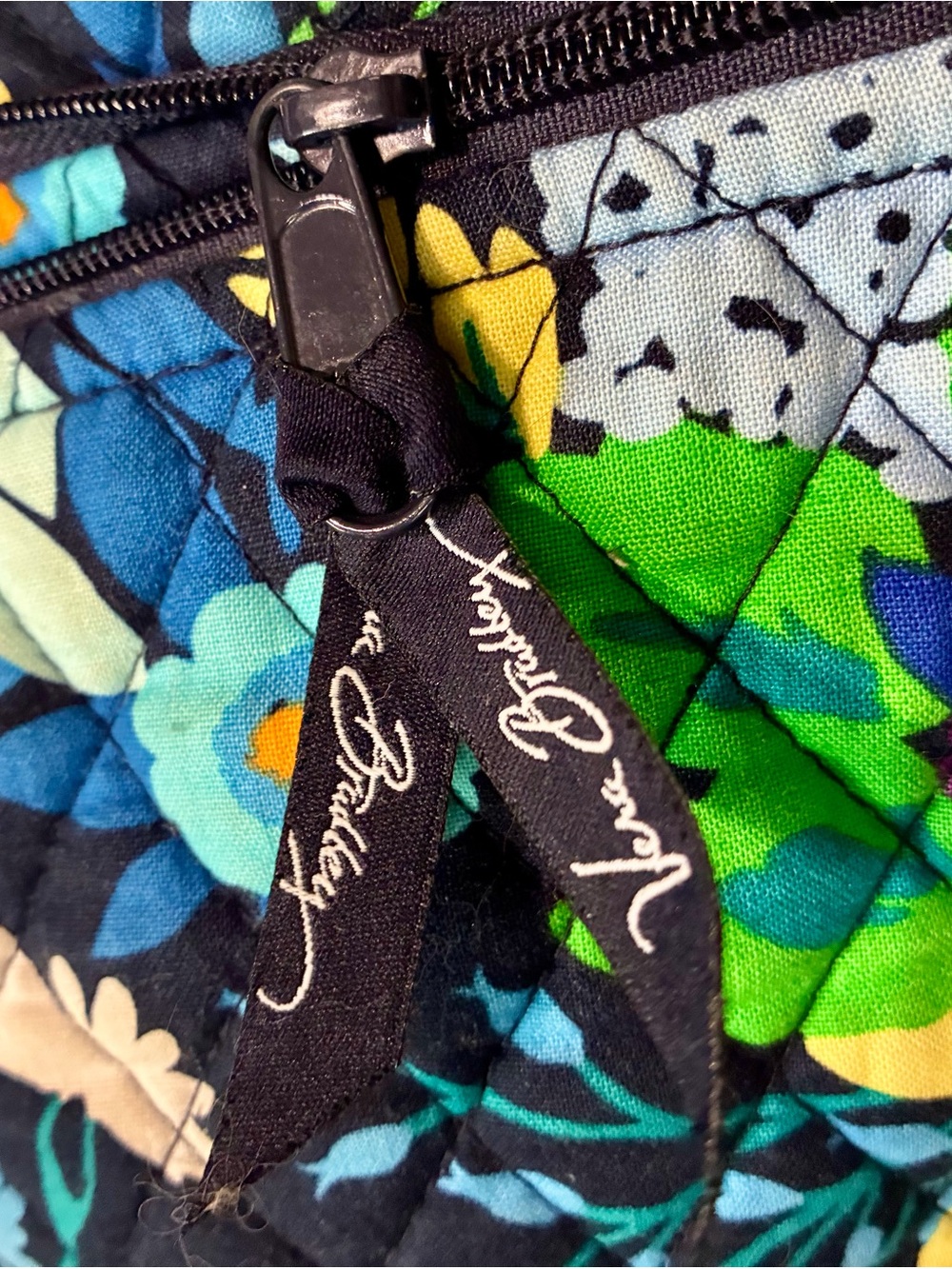 Vera Bradley Navy Quilted Floral Diaper Bag with Aqua & Orange Accents - Picture 7 of 8